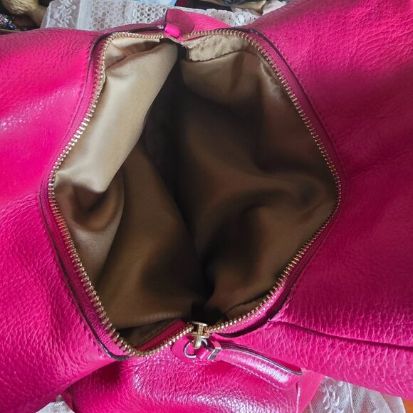 COACH Madison Phoebe 3 Section Shoulder Bag Tumbled Hot Pink Leather - Picture 13 of 16